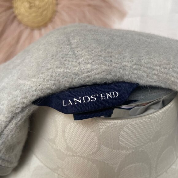 Lands' End Light Gray Wool Blend, Wrap Coat - Picture 8 of 9